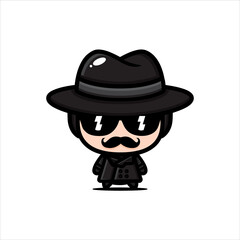 cute secret agent character vector design