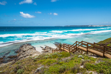 A perfect day at 11 mile beach in Esperance, Western Australia. Vibrant blue water with perfect beach. 