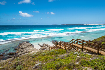 A perfect day at 11 mile beach in Esperance, Western Australia. Vibrant blue water with perfect...