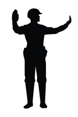 Thailand traffic policeman silhouette vector on white