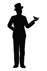 Magician silhouette vector on white