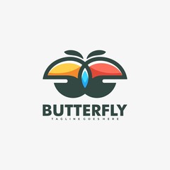 Vector Logo Illustration Butterfly Simple Mascot Style.