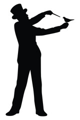 Magician silhouette vector on white