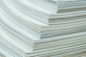 bundles bales of paper documents. stacks packs pile on the desk in the office