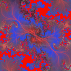 Purple red and yellow background, fractal flowers petals, swirls 