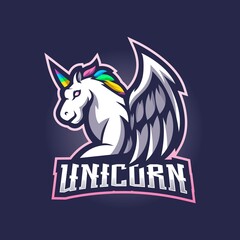 Unicorn mascot esport logo design vector with modern illustration concept style for badge  and emblem © Artchilles