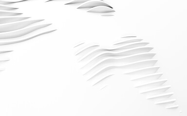 Abstract Curved Shapes. White Circular Background.