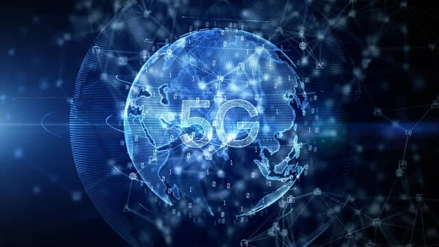5g High Speed Connection of Internet of things IOT, Futuristic Global and Social Network Connection, Technology Network Digital Data Connection Background Concept, 4K