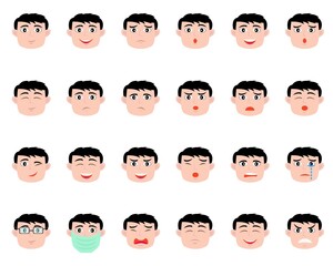 Illustration vector design of face expression boy set template