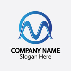M letter wave Logo Template vector illustration