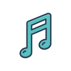 Color illustration icon for music note