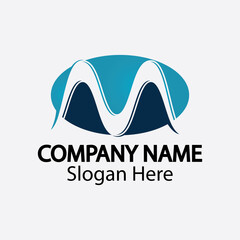 M letter wave Logo Template vector illustration
