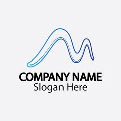 M letter wave Logo Template vector illustration
