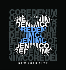 CORE DENIM design typography,  Grunge background vector design text illustration, sign, t shirt graphics, print.