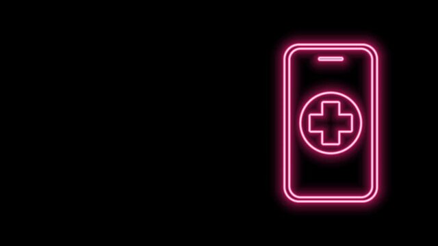 Glowing neon line Phone repair service icon isolated on black background. Adjusting, service, setting, maintenance, repair, fixing. 4K Video motion graphic animation