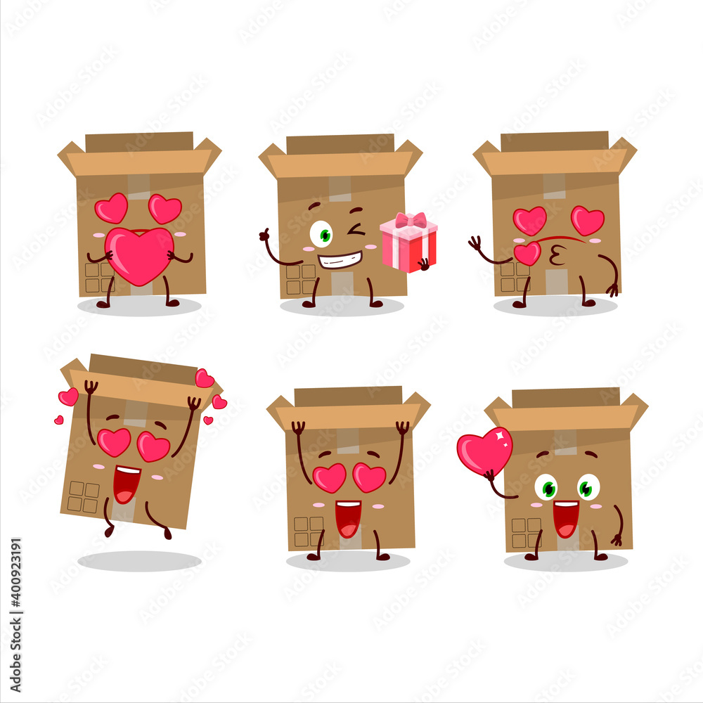 Canvas Prints Carton box cartoon character with love cute emoticon