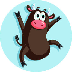 Funny Ox Dancing Celebrating Vector Cartoon