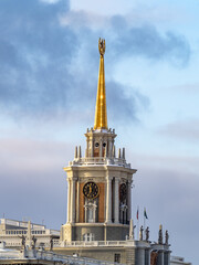 Fototapeta na wymiar Fragment of the building of City Hall in Yekaterinburg, Russia