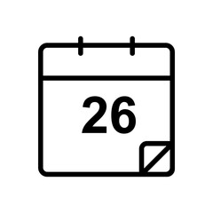 Basic 26 date calendar line icon. simple design editable. Design template vector