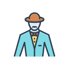 Color illustration icon for gentleman