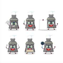 Cartoon character of garlic sauce with various chef emoticons