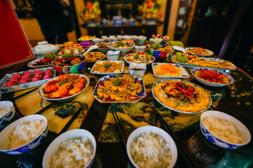 Traditional cuisine at Tet holiday of Vietnam family. Amazing of Vietnamese food for Tet holiday in spring, it is traditional food on lunar new year