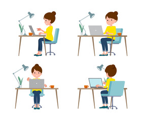flat type Bun hair mom_desk work angle
