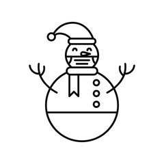 Snowman wearing protective mask to protect  coronavirus, Line icon Vector illustration, Isolated on white background. eps 10