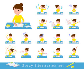 flat type Bun hair mom_Study desk