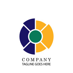 Icon symbol, tech round logo with simple colorful design concept