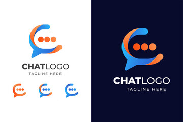 Colorful chat logo design template