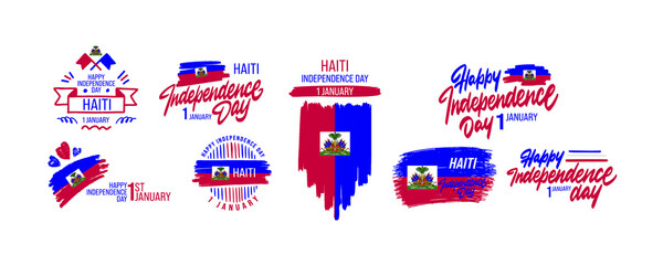 Set Independence day of Haiti. Patriotic Banner. Vector illustration. Greeting card National Independence Day of the Republic of Haiti. 