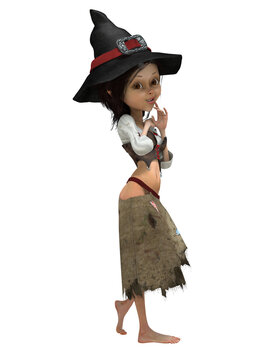 3d render of a cute toon witch
