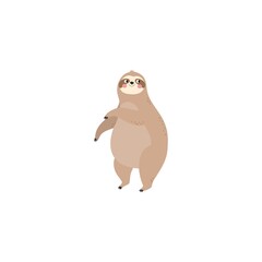 Cute cartoon character sloth skater. Vector print with cute sloth bear on a skateboard