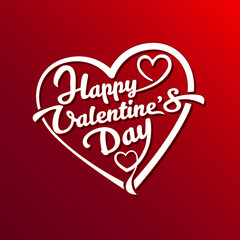 Happy Valentines Day Typography Vector Lettering design on red background