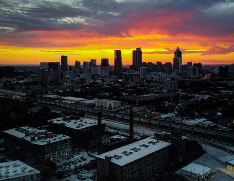 Cabbagetown/Grant Park/Oakland Cemetery Area - Atlanta, GA,  Aerial View