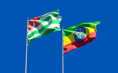 Flags of Ethiopia and Abkhazia.