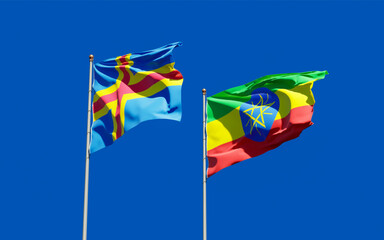 Flags of Ethiopia and Aland Islands.
