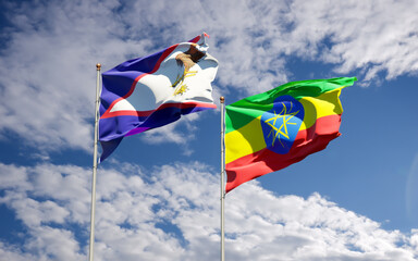 Flags of Ethiopia and American Samoa.