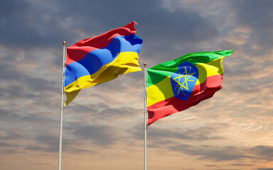Flags of Ethiopia and Armenia.