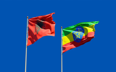 Flags of Ethiopia and Albania.
