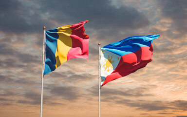 Flags of Philippines and Chad.