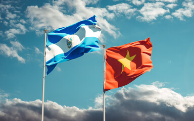 Flags of Vietnam and El Salvador.
