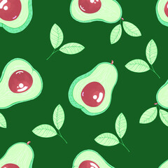 Seamless vector pattern with avocado