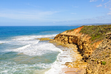 The sandstone cliffs at Point Addis are constantly shaped by the waves of the Southern Ocean -...