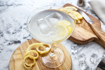 Glass of fresh martini on table