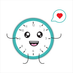 Cute kawai alarm clock mascot illustration