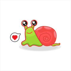 Cute snail cartoon vector with love illustration vector eps 10