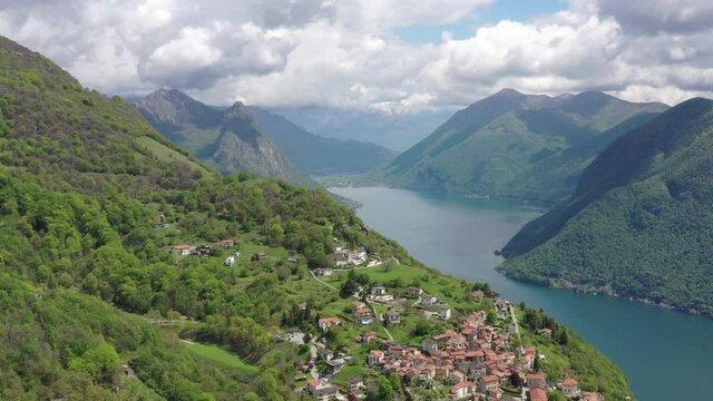 High Definition Aerial Video Flying Over Bre, Switzerland
