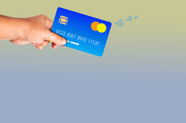 credit card in hand, isolated on wifi technology, security, prepaid, investment, financeIncreased investment system Interest